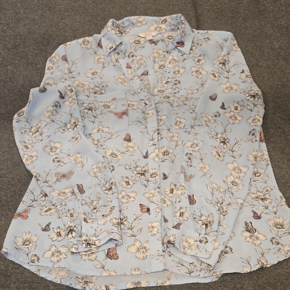 Candie's White Long Sleeve Button Down Shirt